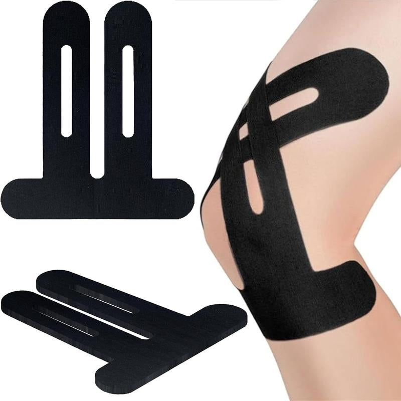 Precut Kinesiology Tape for Knees, 10 Pcs - Knee Support & Stability, Knee Pain Relief Athletic Tape - Waterproof & Elastic, Breathable Hypoallergenic Latex-Free Tape, Black