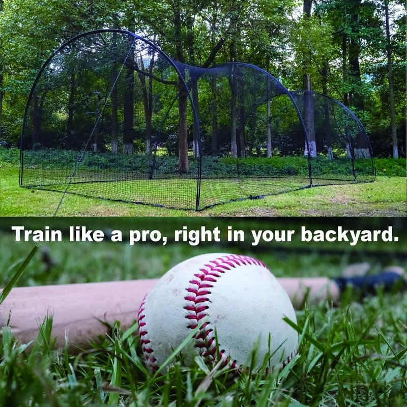 22/30 FT Portable Baseball & Softball Batting Cage for Backyard Batting Practice, Durable Large Enclosed Batting Cage with Pitching Machine Hole and Removable Door Training Equipment Banana Ball Baseball