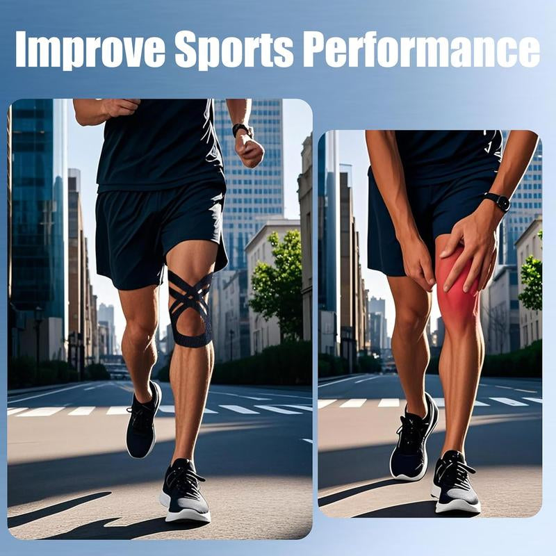 Precut Kinesiology Tape for Knees, 10 Pcs - Knee Support & Stability, Knee Pain Relief Athletic Tape - Waterproof & Elastic, Breathable Hypoallergenic Latex-Free Tape, Black