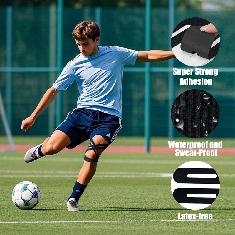 Precut Kinesiology Tape for Knees, 10 Pcs - Knee Support & Stability, Knee Pain Relief Athletic Tape - Waterproof & Elastic, Breathable Hypoallergenic Latex-Free Tape, Black