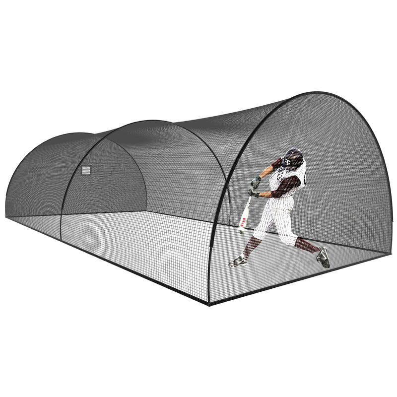 22/30 FT Portable Baseball & Softball Batting Cage for Backyard Batting Practice, Durable Large Enclosed Batting Cage with Pitching Machine Hole and Removable Door Training Equipment Banana Ball Baseball