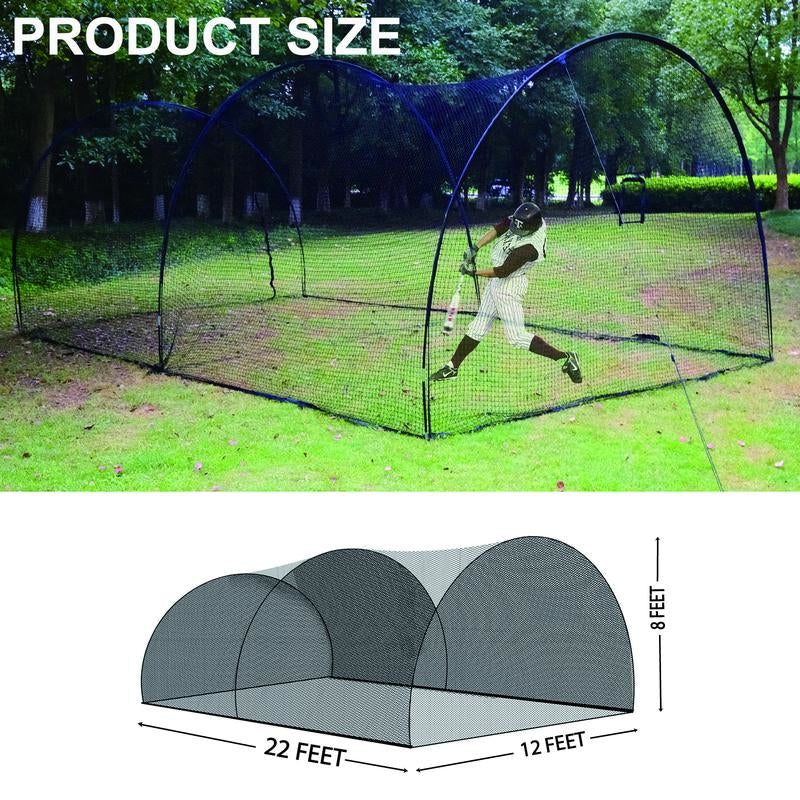 22/30 FT Portable Baseball & Softball Batting Cage for Backyard Batting Practice, Durable Large Enclosed Batting Cage with Pitching Machine Hole and Removable Door Training Equipment Banana Ball Baseball