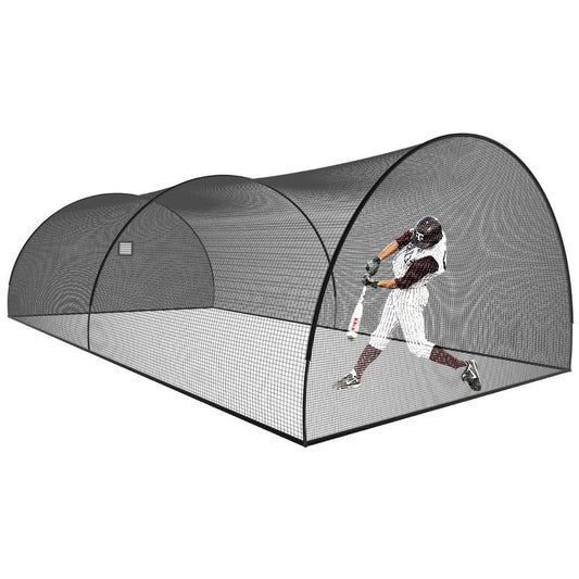 22/30 FT Portable Baseball & Softball Batting Cage for Backyard Batting Practice, Durable Large Enclosed Batting Cage with Pitching Machine Hole and Removable Door Training Equipment Banana Ball Baseball